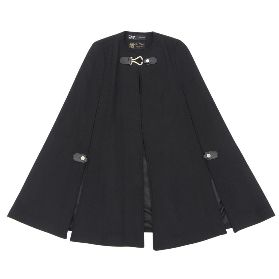 美品 ZARA ザラ MANTECO生地 ポンチョ コート レディース ブラック XS