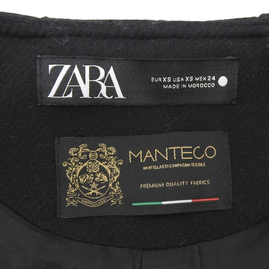 美品 ZARA ザラ MANTECO生地 ポンチョ コート レディース ブラック XS