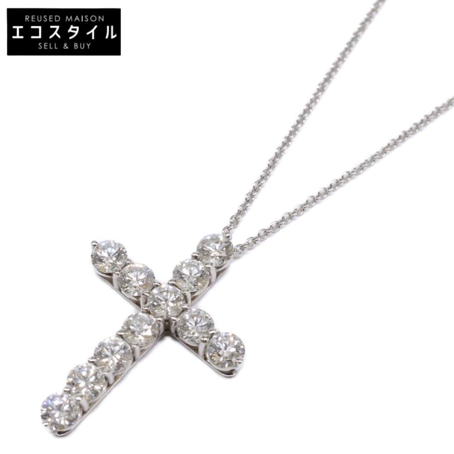 ティファニー　クロス　　ラージ　 ネックレス　PT950 TIFFANY&Co.（ティファニー） 美品 PT950 ラージ クロス ダイヤ
