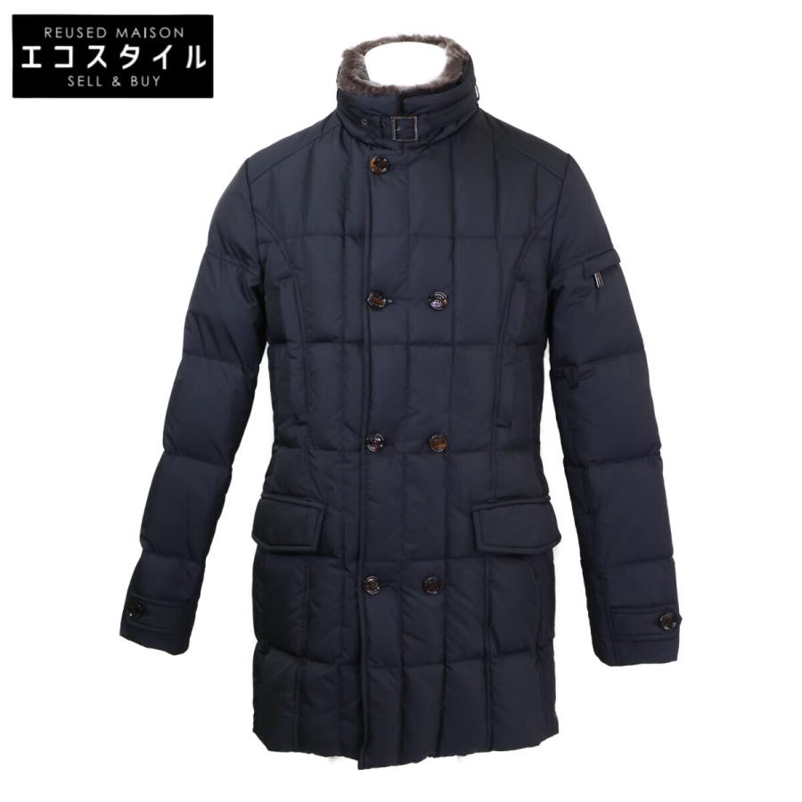 ムーレー 【国内正規】MORRIS-KM ファーカラー付 ダブルブレスト ダウン 48 美品/ MOORER ムーレー MORRIS-KM ファーカラー付 ダブルブレスト