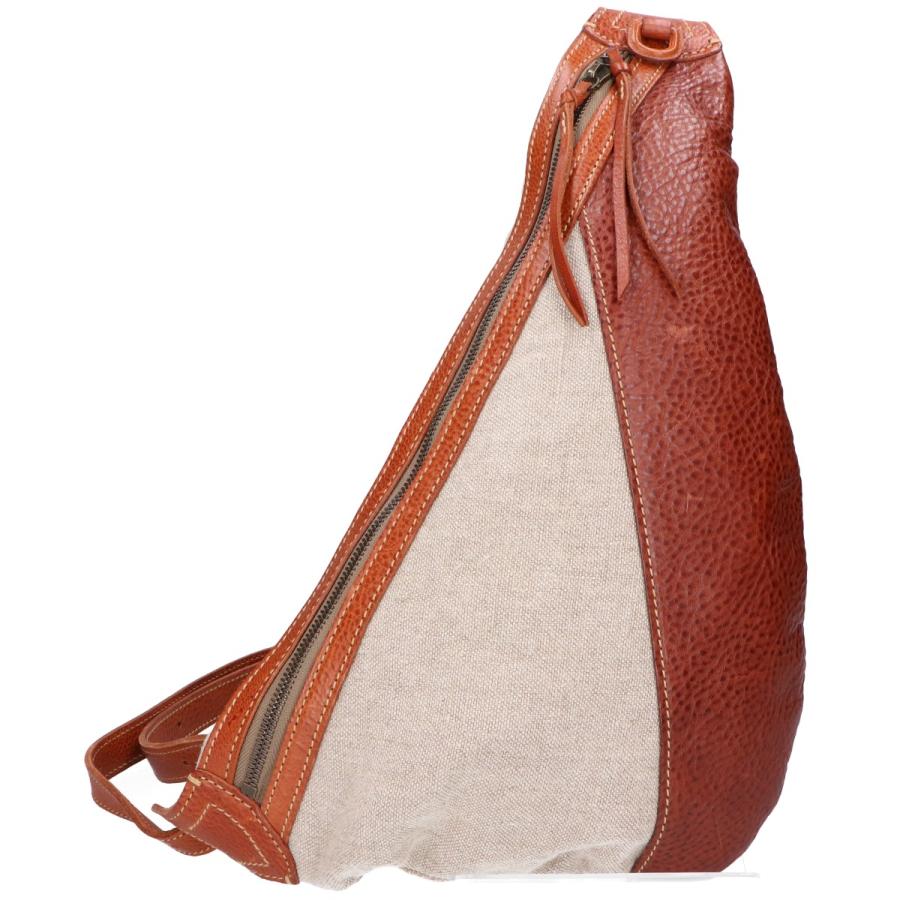 genten（ゲンテン） 美品 ブラウン レザー×キャンバス ショルダー 