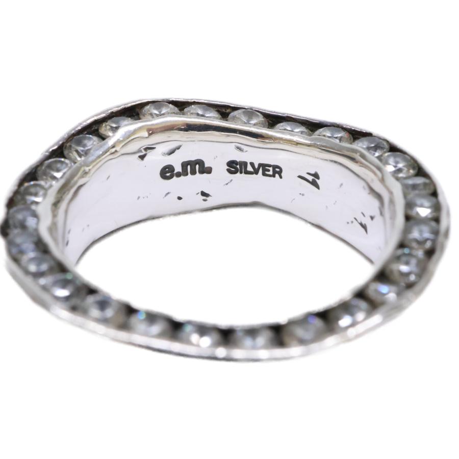 e.m. イー エム SILVER ジルコニア 両面埋め込み リング 指輪 メンズ 