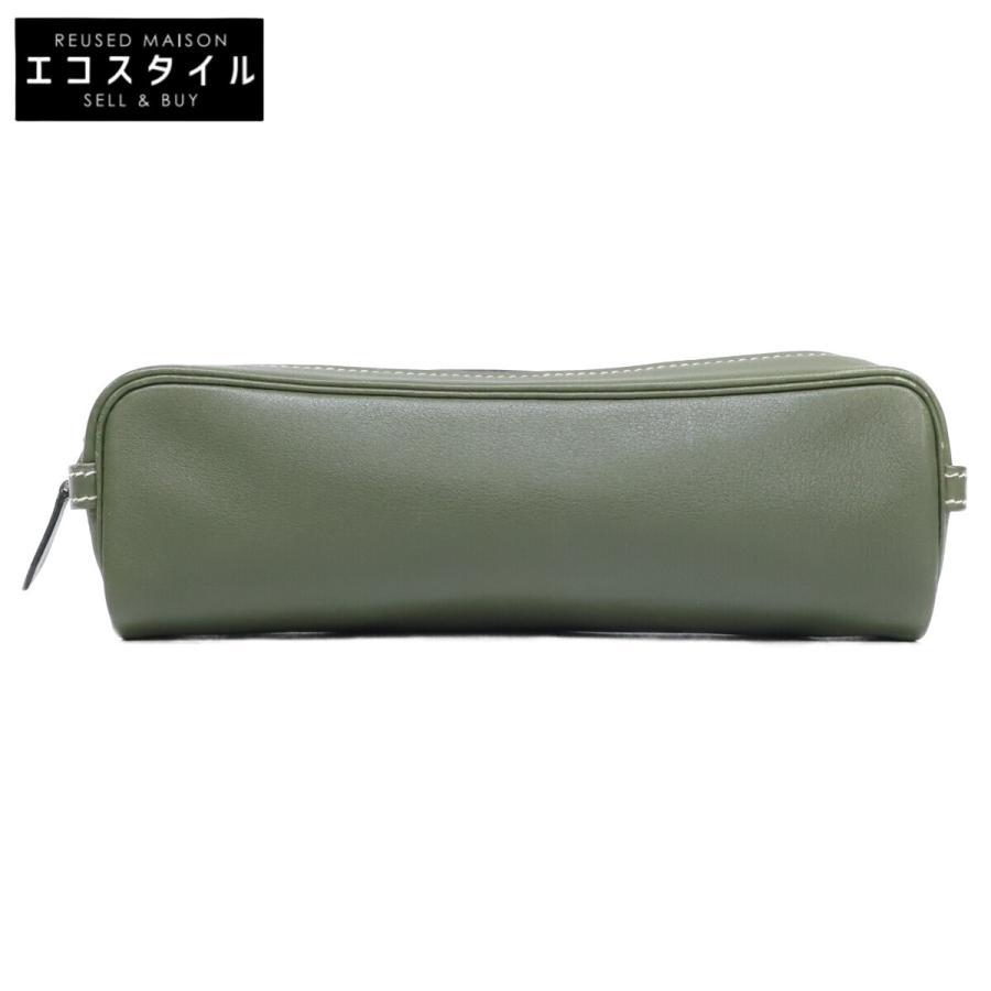 HERMES ケースとペンケース　お揃いのグリーン HERMES エルメス Scrib スクリブ □F刻 ヴォーガリバー ペンケース