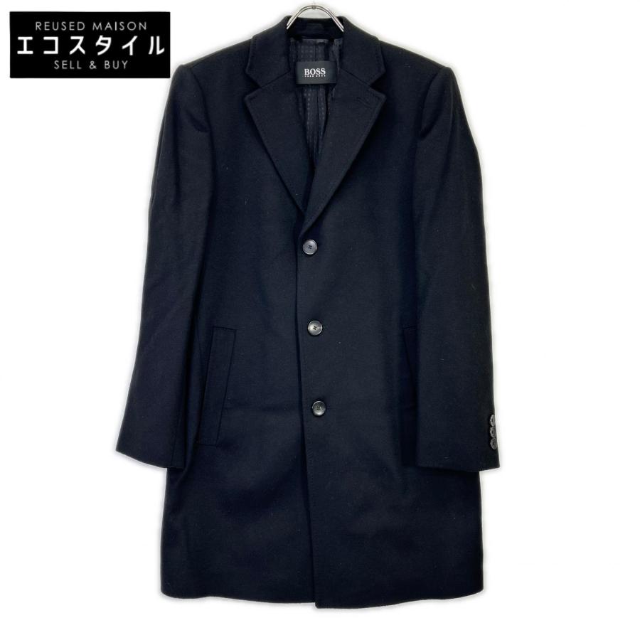 HUGO BOSS ヒューゴボス 10237369 ブラック ウールカシミヤ チェスター