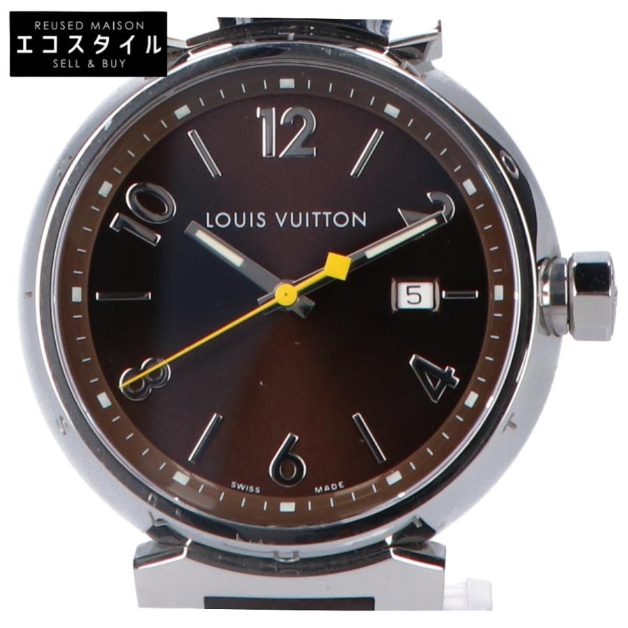 美品 LOUIS VUITTON ルイヴィトン Q1111 ブラウン タンブール QZ時計
