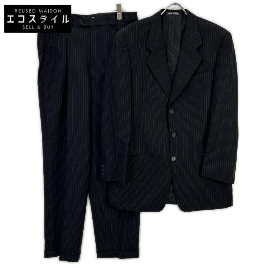 ジョルジオアルマーニ セットアップスーツ ネイビー ストライプ ARMANI COLLEZIONI アルマーニコレッツォーニ ブラック 4427/2 ピン