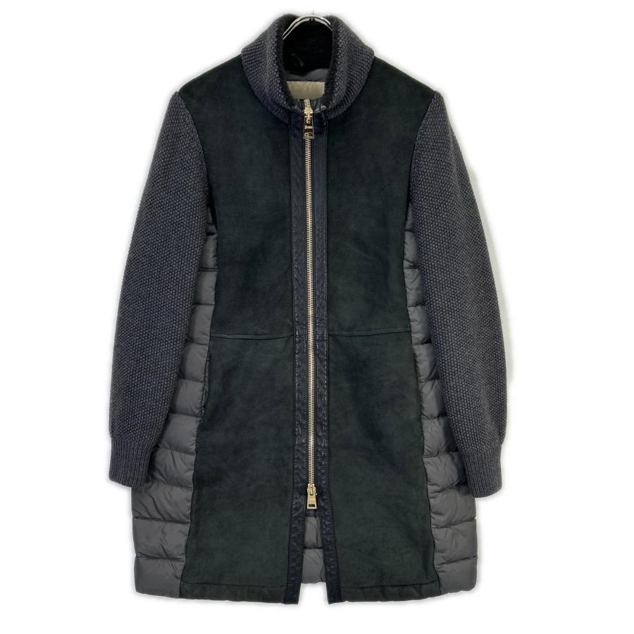 HERNO（ヘルノ） PL0052Dー18050-9460 グレー ラムスエード×ニット切替 