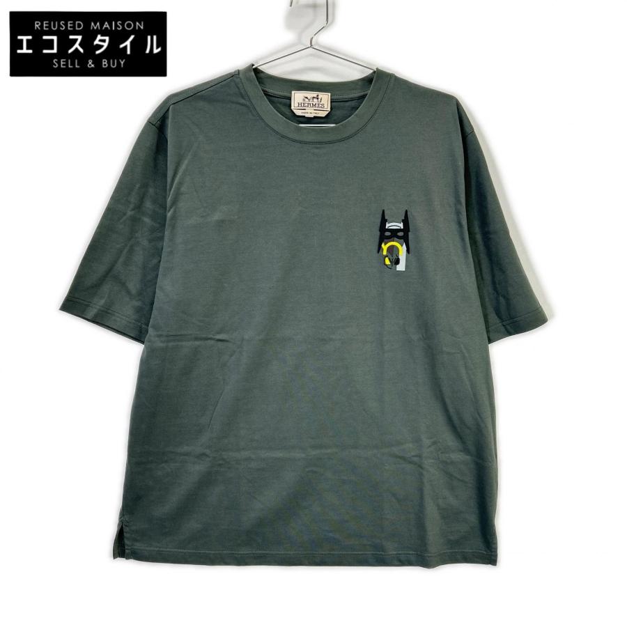美品 HERMES エルメス グリーン ホースワッペン 半袖 Tシャツ S メンズ