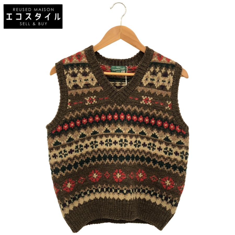 Urbanic 30 Lodge 幾何学模様 ブラウン ニットベスト アーバニック30 U25FWKN08 ブラウン ロッジベスト ノルディック柄