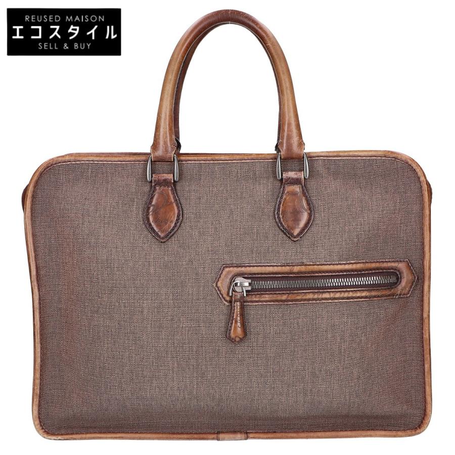 berluti ベルルッティ レザーxキャンバス カリグラフィ アンジュール ブリーフケース ビジネスバッグ Berluti（ベルルッティ） レザーxキャンバス カリグラフィ アン