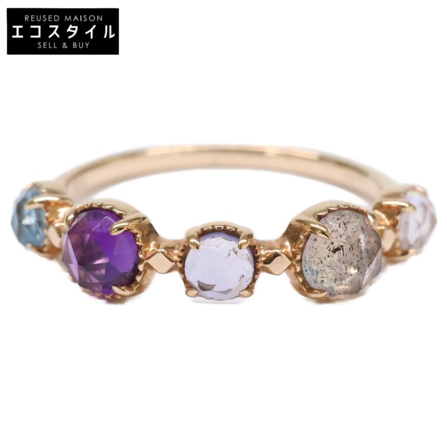 agete（アガット） 美品/ 10163111075 K10マルチストーンリング（S