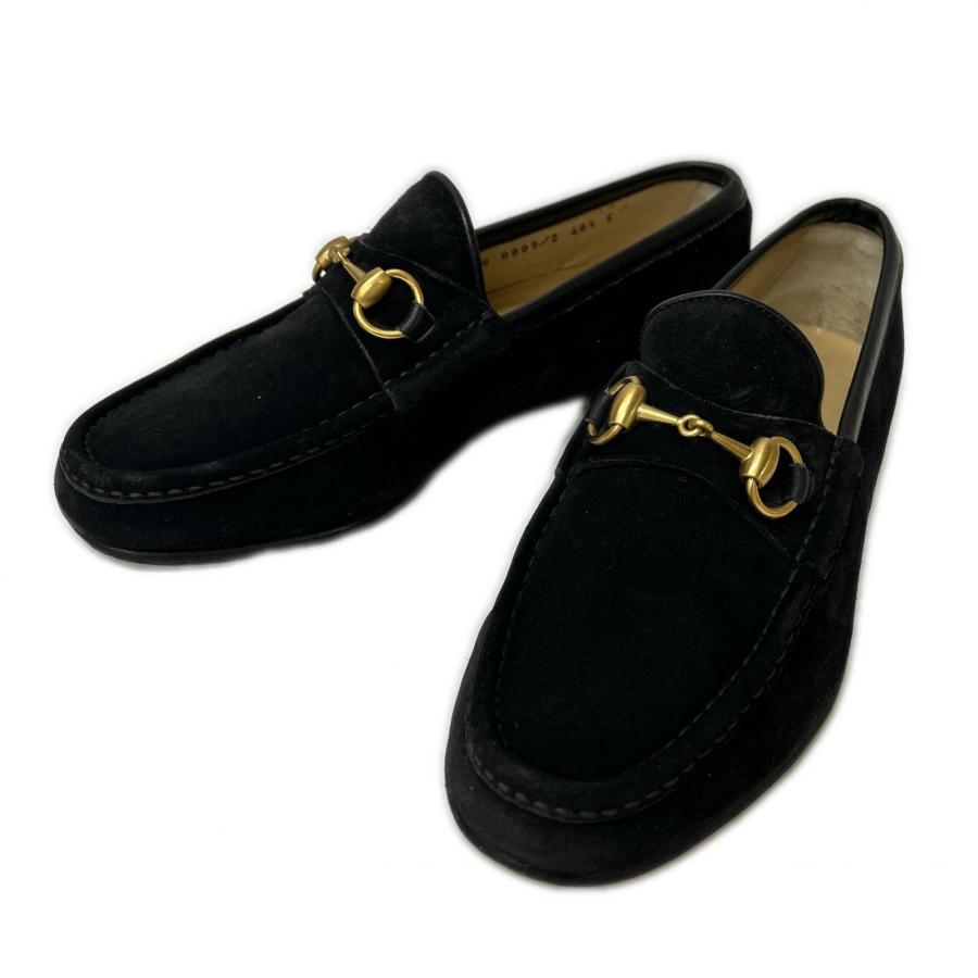 【GUCCI】グッチ スエード ローファー スリッポン ブラック 9.5 GUCCI（グッチ） 110 0009/2 スエード ホースビットローファー 40 1/2E