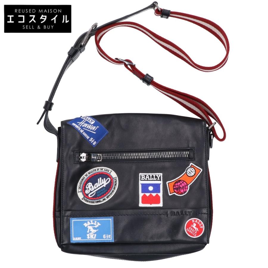 Bally（バリー） 美品/ レザー ワッペン付 ショルダーバッグ ブラック