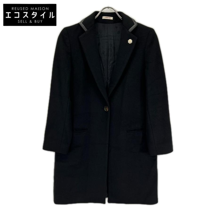 ラルディーニ　レディースカシミア100 チェスターコート　38 LARDINI（ラルディーニ） A9JEDERA ブラック カシミヤ100 レザー