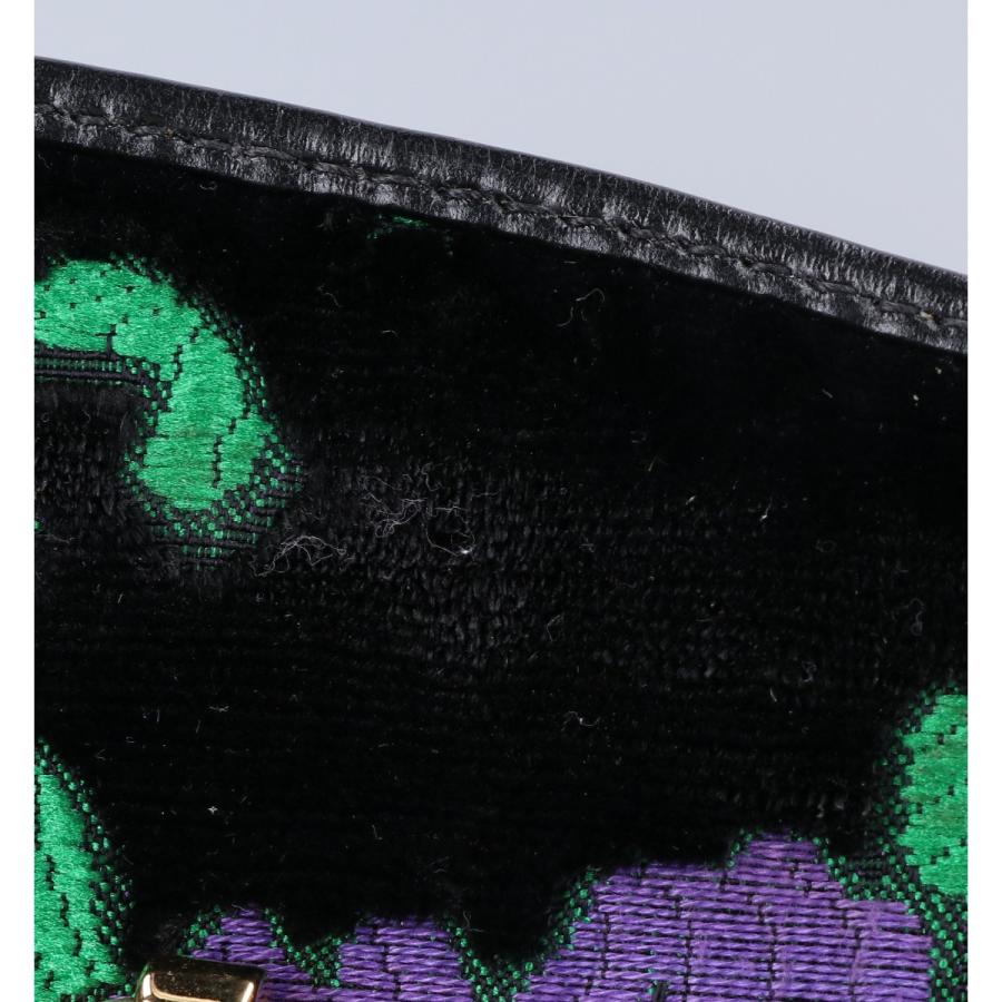 GUCCI（グッチ） 550130 ベロア刺繍 アリー ハンドバッグ ブラック/GD
