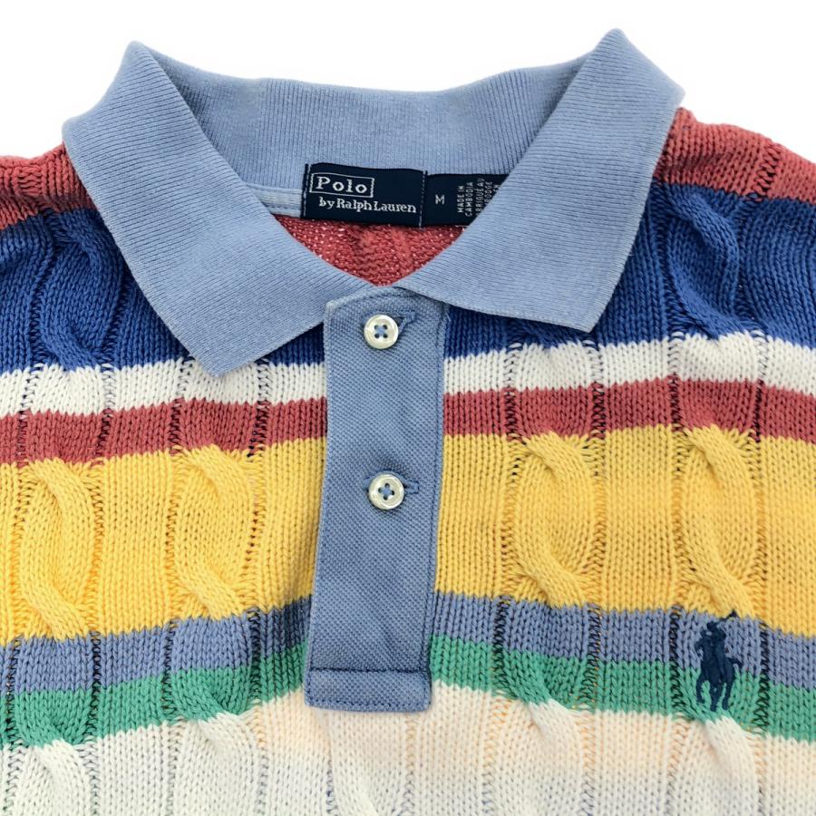 Polo Ralph Lauren ケーブルニット ポロシャツ ボーダー POLObyRalphLauren ポロラルフローレン マルチカラー ボーダー