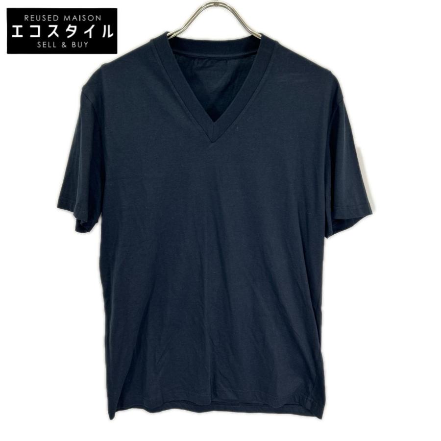 PRADA（プラダ） UJM493 ネイビー トライアングルロゴ Vネックハーフ