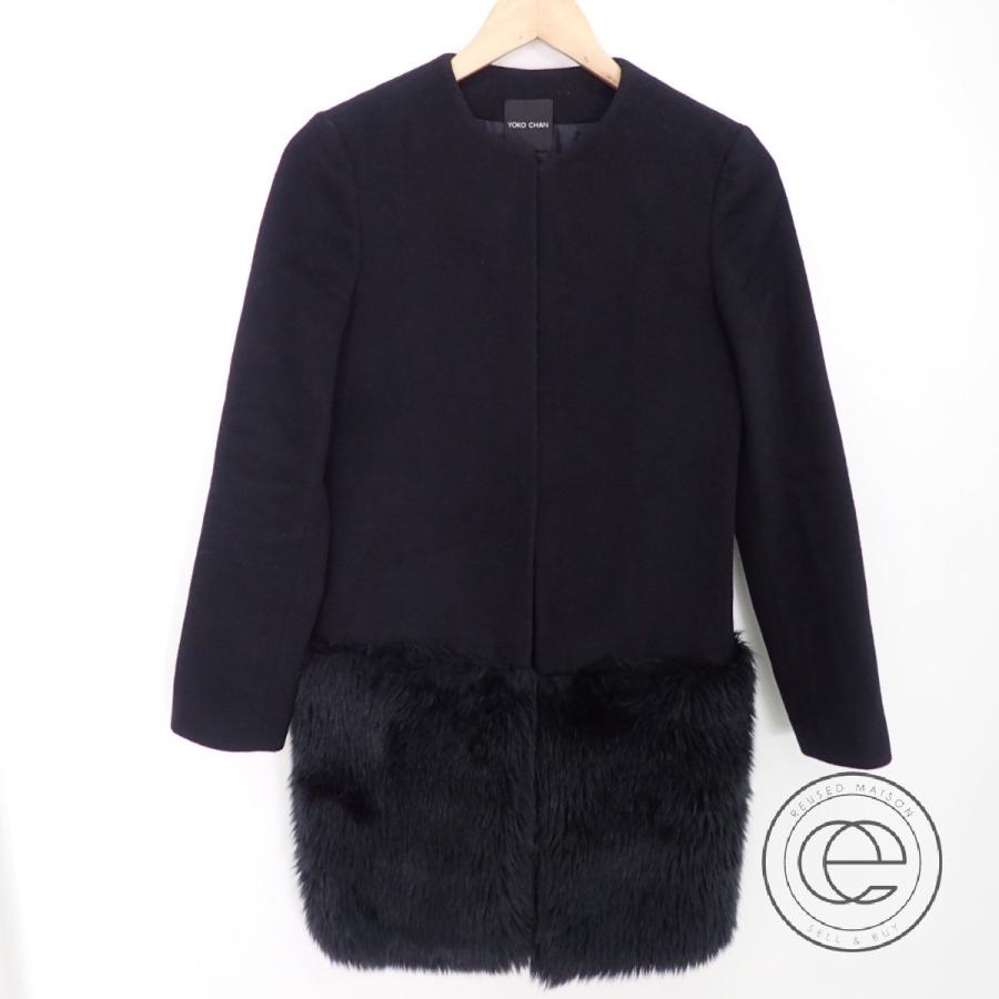 Yoko Chan ヨーコチャン Ycc 415 048 ウール 裾ファー切替 ノーカラーコート 36 ブラック レディース ブランドショップエコスタイル 通販 Yahoo ショッピング