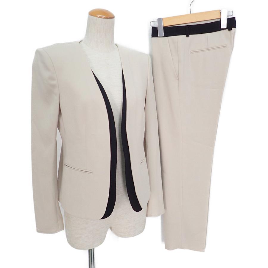 美品 Beigeベイジ ノーカラージャケットxパンツ セットアップ スーツ4 ベージュ ブラック レディース ブランドショップエコスタイル 通販 Yahoo ショッピング