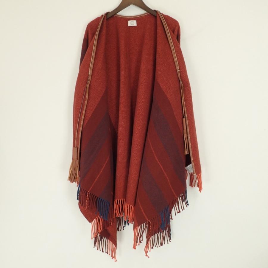 美品☆HERMES エルメス ロカバール カシミア混 ウールポンチョ ケープ