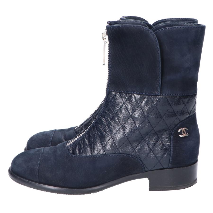 美品 CHANEL シャネル G32018 CCココマーク フロントジップ マトラッセ 