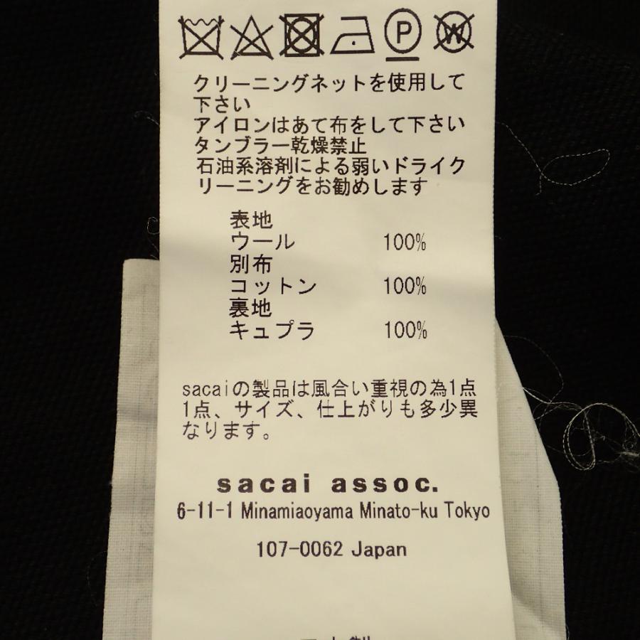 極美品　sacai サカイ　バックプリーツ　長袖シャツ　ブラック 17年製　2 sacai（サカイ） 美品/ 17-03274 異素材切替 フィールド ジャケット 2