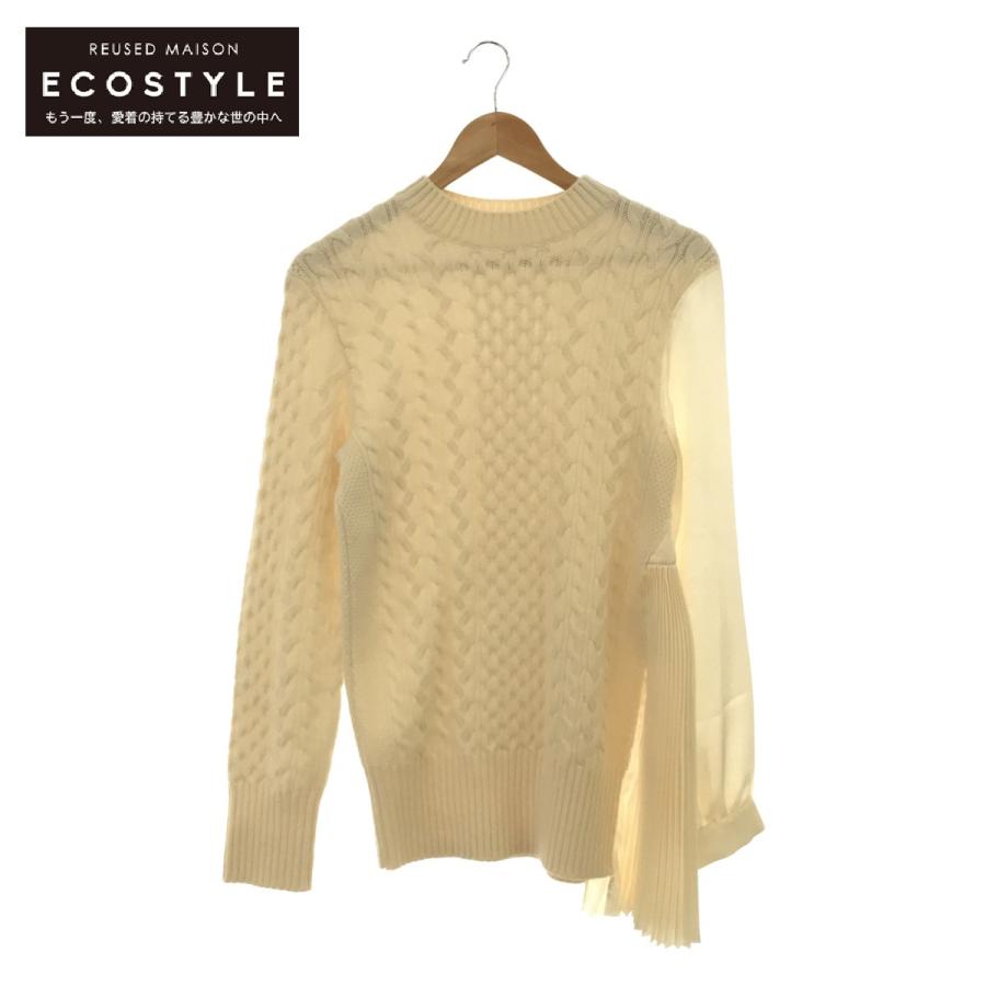 sacai（サカイ） 美品/ 20-05347 シフォンプリーツ切替 ケーブルニット