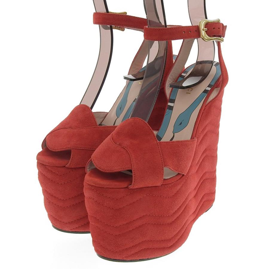 美品 GUCCI グッチ スエード ウェッジソール サンダル レディース  