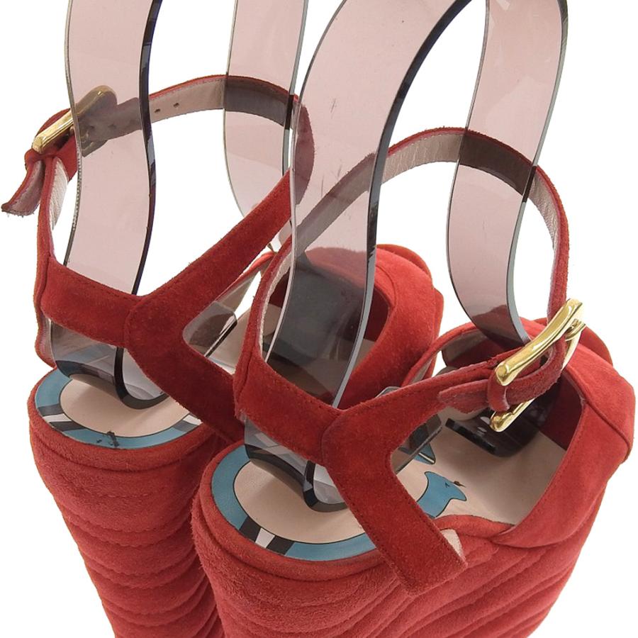 美品 GUCCI グッチ スエード ウェッジソール サンダル レディース  