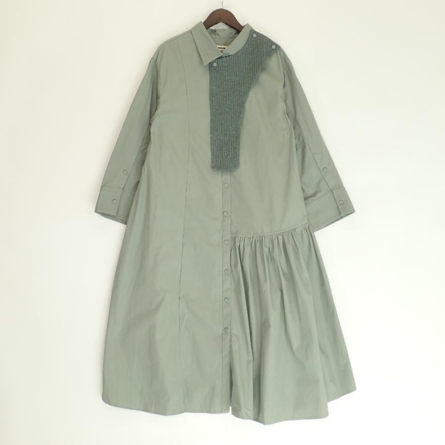 RUMCHE ラムシェ R22A10301-75 Knit Bonding Shirt Dress Blue Gray  
