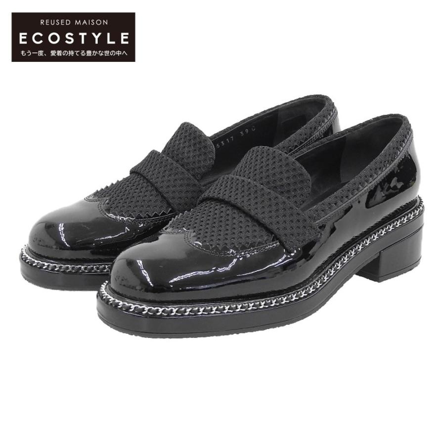 CHANEL シャネル パテント フラットサンダル ローファー-