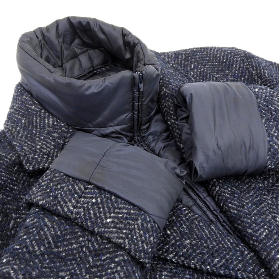 HERNO（ヘルノ） ツイード チェスター ダウン コート メンズ ネイビー