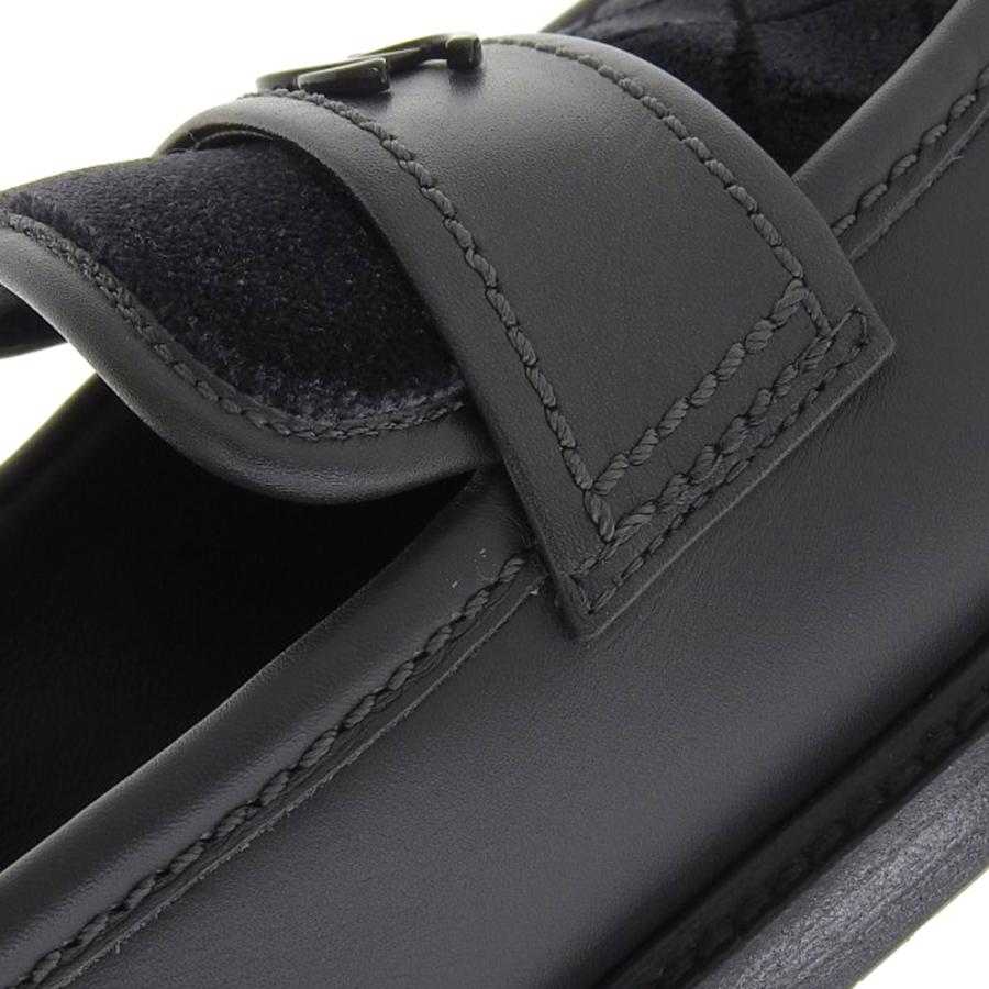 CHANEL ブラックレザー ローファー　37c 美品　人気 CHANEL 新品同様 シャネル ココマーク ローファー シューズ レディース