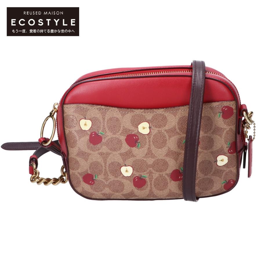 COACH 美品/ コーチ 85713 シグネチャーxアップル ミニ ショルダー 