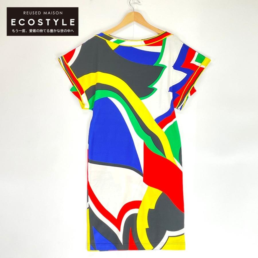 美品】LEONARD レオナール ワンピース 半袖 花柄 カラフル ベルト M