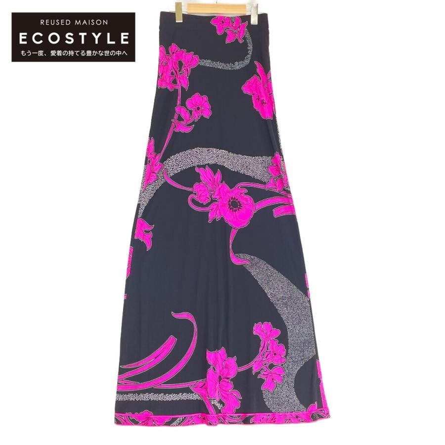 LEONARD（レオナール） ブラック×ピンク シルク100% ドット×フラワー