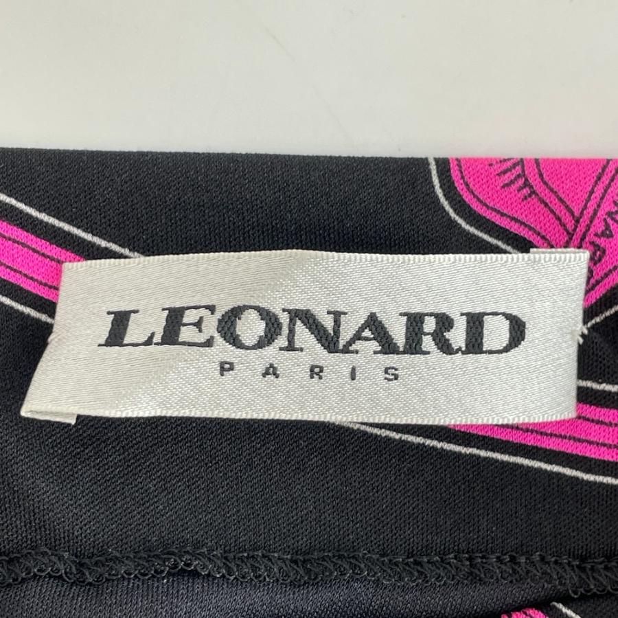 LEONARD（レオナール） ブラック×ピンク シルク100% ドット×フラワー