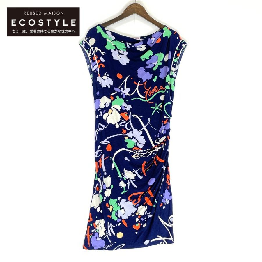 LEONARD レオナール FUCHSIA 総柄 フラワー シャーリング ワンピース  