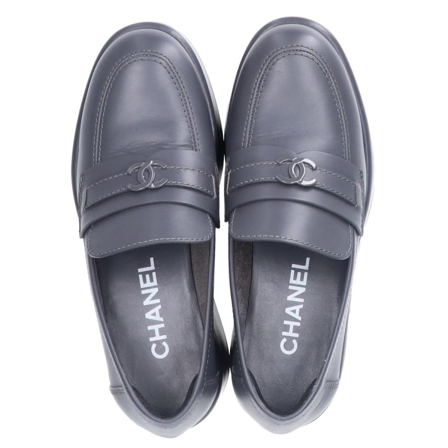 未使用級 CHANEL シャネル ココマーク 厚底レザーローファーG39206 CHANEL シャネル 22B G39206 ココマーク 厚底レザーローファー