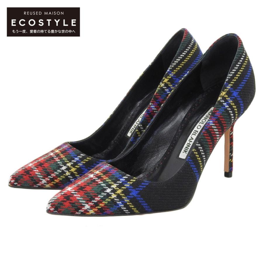 MANOLO BLAHNIK 美品 Manolo Blahnik マノロブラニク チェック柄 