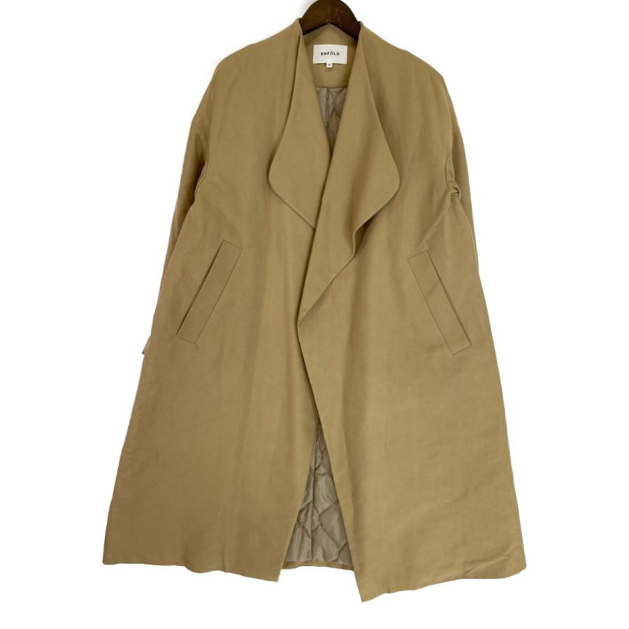 enfold リネン×コットン素材のロングコート DRESSLAVE ノーカラーコート コート linen over size long coat