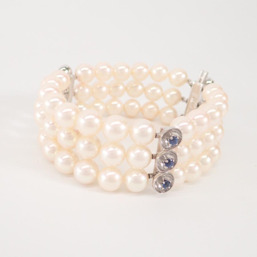 MIKIMOTO（ミキモト） 留め具K14WG サファイア 7mm 3連パール