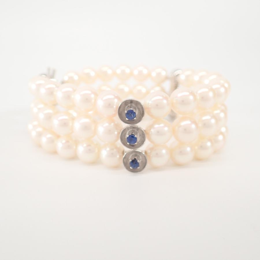 MIKIMOTO（ミキモト） 留め具K14WG サファイア 7mm 3連パール 
