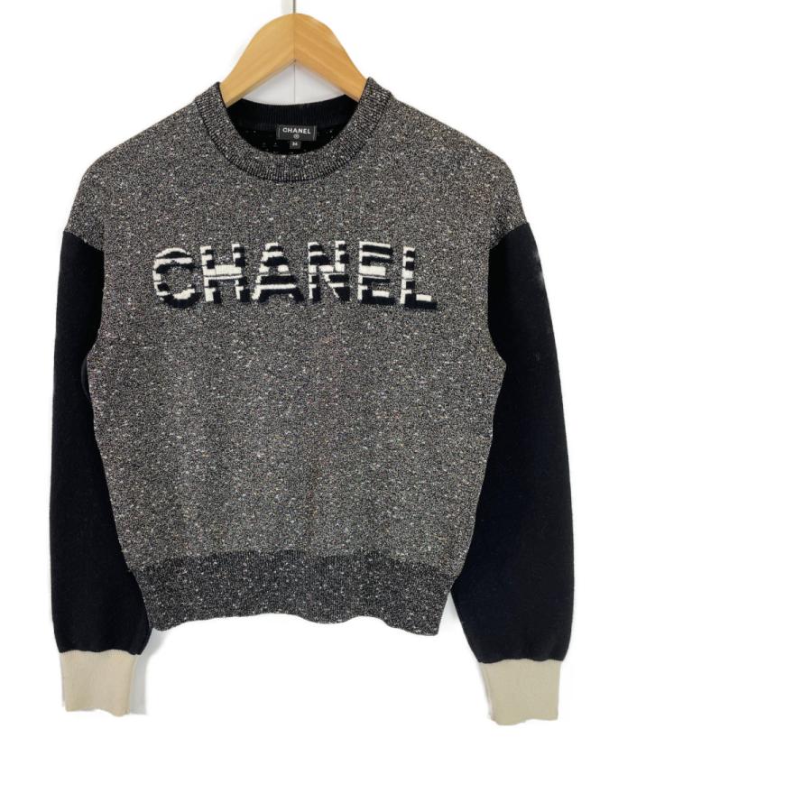 CHANEL 国内正規/ シャネル P62886K48477 ロゴ ラメ切替 ニット CHANEL 国内正規/ シャネル P62886K48477 ロゴ ラメ切替 ニット