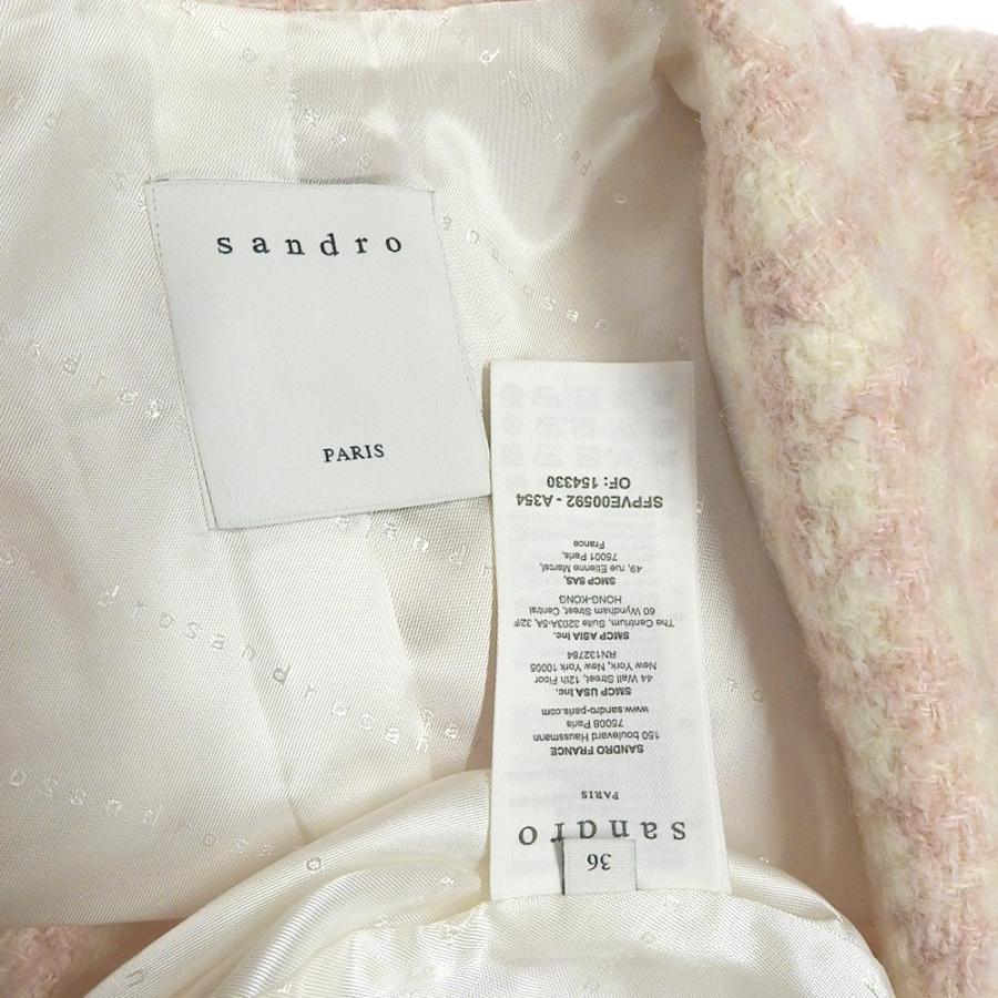 美品 Sandro サンドロ ツイード ジャケット レディース ピンク