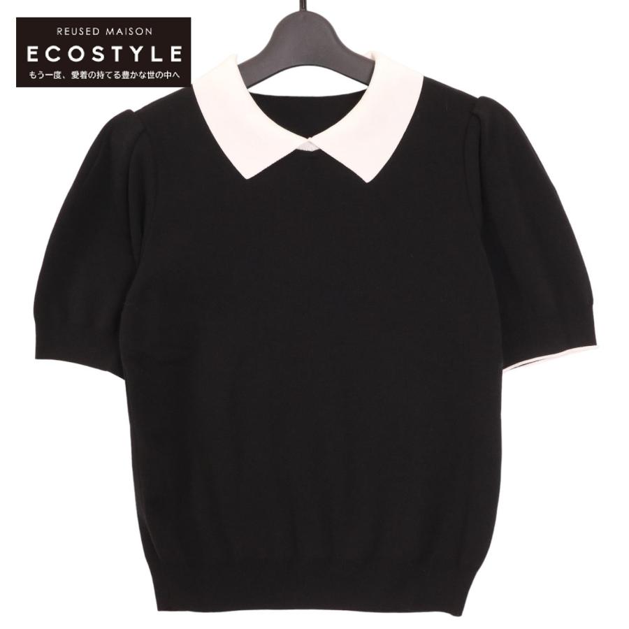 【極美品】FOXEY フォクシー ニット カットソー トップス 40 ロゴ 黒 FOXEY（フォクシー） 21年 ブラック ニットトップ コレット 42119