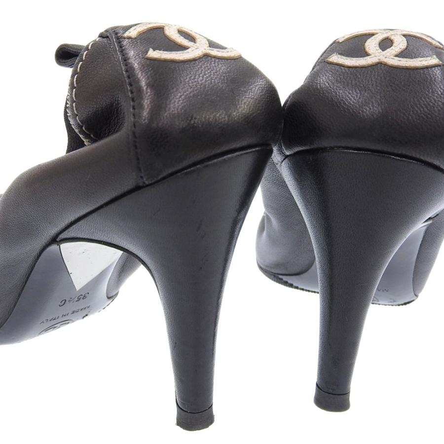 CHANEL シャネル ステッチ ヒール バレエシューズ パンプス レディース 
