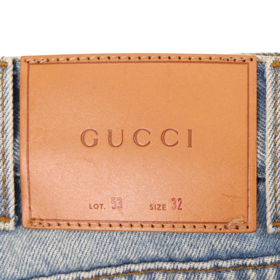 GUCCI（グッチ） 408637 LOVED刺繍 デニムパンツ ブルー 32 ボトムス