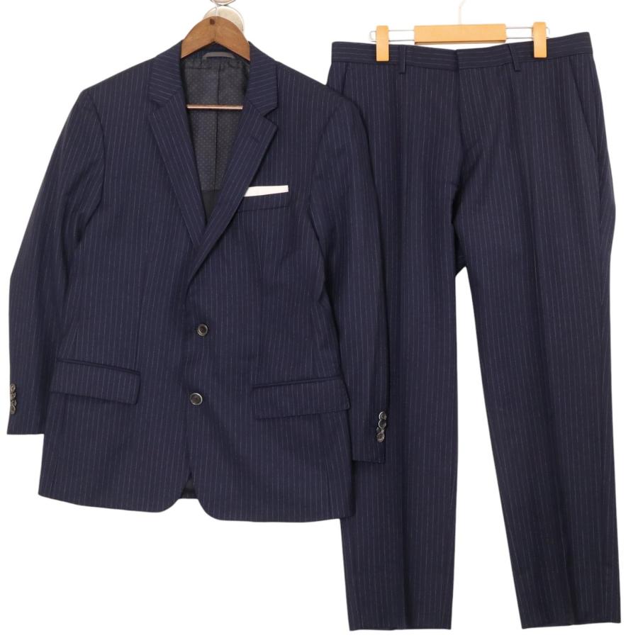 HUGO BOSS ヒューゴボス ネイビー ストライプ 2つ釦シングルスーツ 