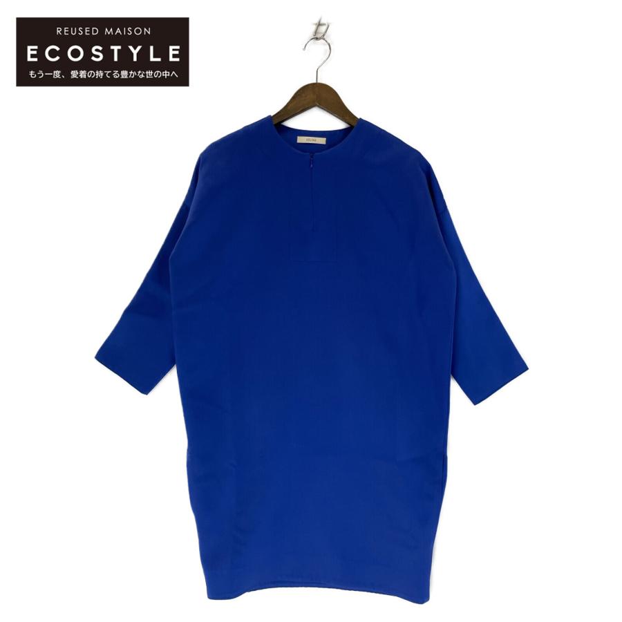 CELINE セリーヌ ブルー シルク混 ドレスワンピース ブルー 34  